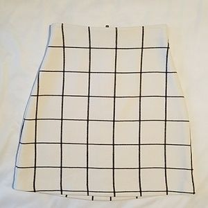 High Waisted Windowpane A-line Skirt